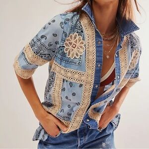 Free People Tricia Fix Bandana Shirt